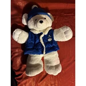 DanDee Teddy Bear Plush White Winter Hat Vest Snowman Patch Collectors Holiday